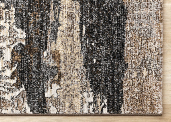 HomeRoots 5' Modern Abstract Area Rug in Gray, Black & Tan – Durable, Stylish, and Perfect for High-Traffic Spaces 5' X 8' 660109
