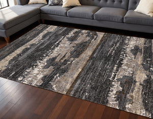 HomeRoots 8' Modern Abstract Area Rug in Gray, Black, and Tan - Stylish, Durable, and Stain-Resistant Design 8' X 11' 660110