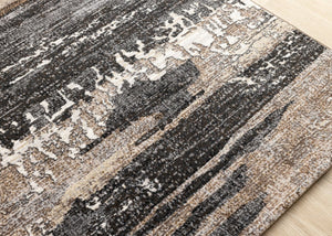 HomeRoots 8' Modern Abstract Area Rug in Gray, Black, and Tan - Stylish, Durable, and Stain-Resistant Design 8' X 11' 660110