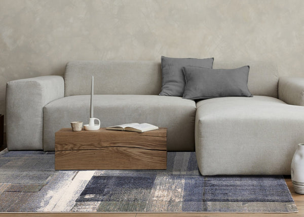 HomeRoots 5' Blue Gray and Ivory Abstract Area Rug - Contemporary Style, Stain-Resistant, Durable Design for Homes 5' X 8' 660111
