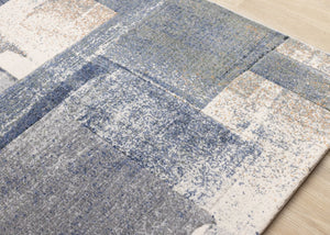HomeRoots 5' Blue Gray and Ivory Abstract Area Rug - Contemporary Style, Stain-Resistant, Durable Design for Homes 5' X 8' 660111