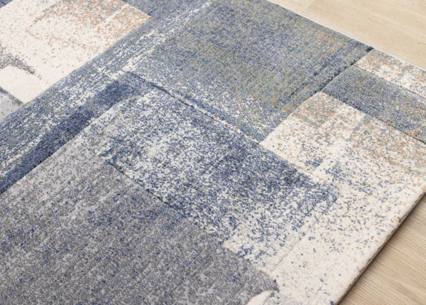 HomeRoots 5' Blue Gray and Ivory Abstract Area Rug - Contemporary Style, Stain-Resistant, Durable Design for Homes 5' X 8' 660111