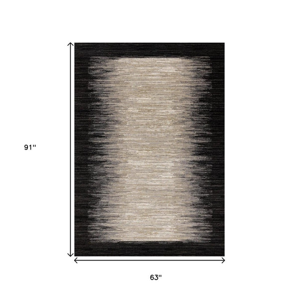 HomeRoots 5' Contemporary Black Gray and Beige Abstract Area Rug – Durable, Stain-Resistant, Modern Design 5' X 8' 660113