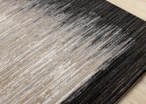 HomeRoots 5' Contemporary Black Gray and Beige Abstract Area Rug – Durable, Stain-Resistant, Modern Design 5' X 8' 660113