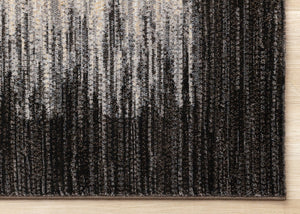HomeRoots 5' Contemporary Black Gray and Beige Abstract Area Rug – Durable, Stain-Resistant, Modern Design 5' X 8' 660113