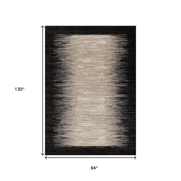 HomeRoots 8' Contemporary Abstract Area Rug in Black, Gray, and Beige - Durable, Stain-Resistant Design for Homes 8' X 11' 660114