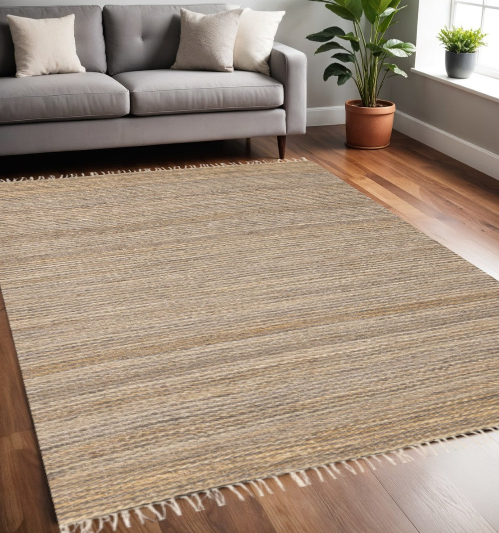 HomeRoots 5' Hand-Woven Jute Area Rug in Taupe and Brown - Modern Abstract Design for Natural Home Warmth 5' X 8' 660115