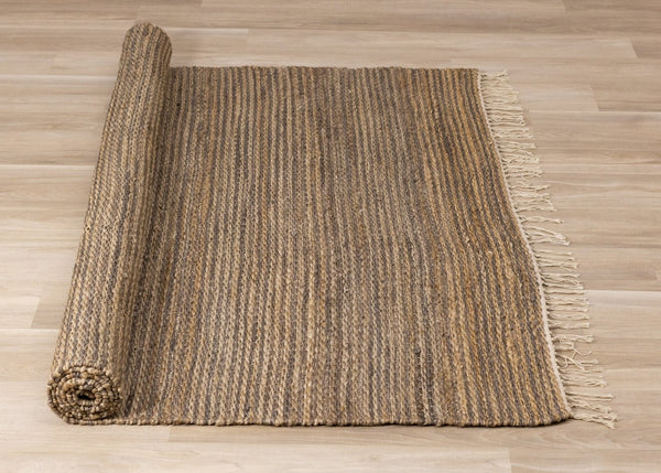 HomeRoots 5' Hand-Woven Jute Area Rug in Taupe and Brown - Modern Abstract Design for Natural Home Warmth 5' X 8' 660115