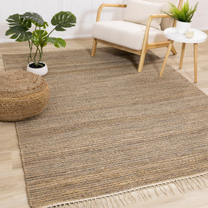 HomeRoots 8' Hand-Woven Jute Abstract Area Rug in Taupe and Brown - Durable, Stylish, and Versatile Design 8' X 11' 660116
