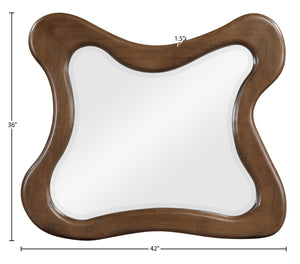 Meridian Furniture Verra Solid Wood Wall Mirror with Sculptural Frame for Modern Bedroom or Entryway Decor Brown 66011Brown-M