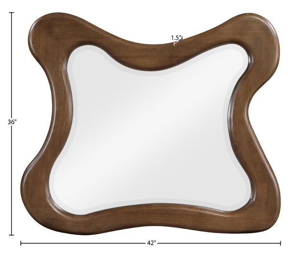 Meridian Furniture Verra Solid Wood Wall Mirror with Sculptural Frame for Modern Bedroom or Entryway Decor Brown 66011Brown-M