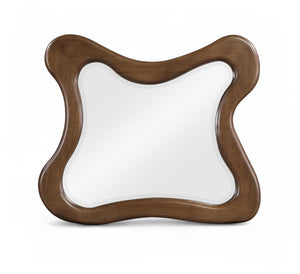 Meridian Furniture Verra Solid Wood Wall Mirror with Sculptural Frame for Modern Bedroom or Entryway Decor Brown 66011Brown-M