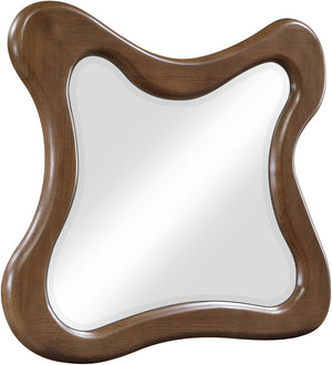 Meridian Furniture Verra Solid Wood Wall Mirror with Sculptural Frame for Modern Bedroom or Entryway Decor Brown 66011Brown-M