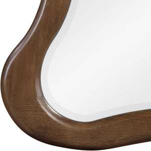 Meridian Furniture Verra Solid Wood Wall Mirror with Sculptural Frame for Modern Bedroom or Entryway Decor Brown 66011Brown-M