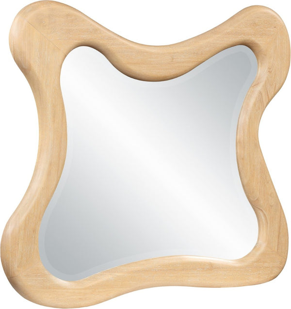 Meridian Furniture Verra Solid Wood Wall Mirror with Sculptural Frame for Modern Bedroom or Entryway Decor Natural 66011Natural-M