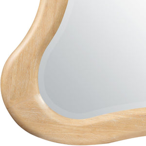 Meridian Furniture Verra Solid Wood Wall Mirror with Sculptural Frame for Modern Bedroom or Entryway Decor Natural 66011Natural-M