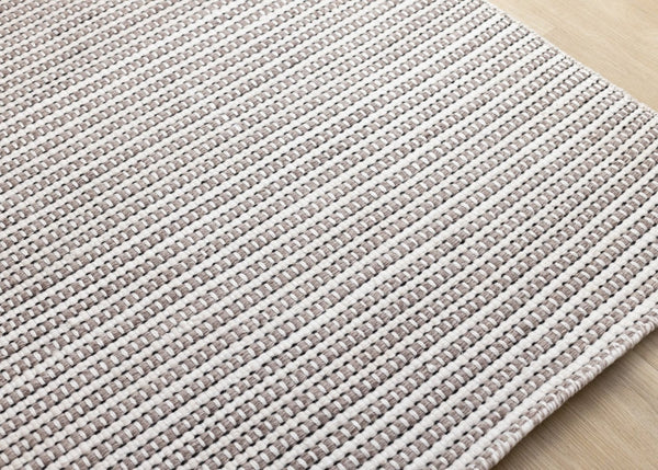 HomeRoots 8' Hand-Woven White and Taupe Striped Area Rug - Durable, Stain-Resistant, Perfect for Any Space 8' X 11' 660120
