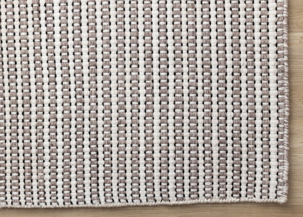HomeRoots 8' Hand-Woven White and Taupe Striped Area Rug - Durable, Stain-Resistant, Perfect for Any Space 8' X 11' 660120