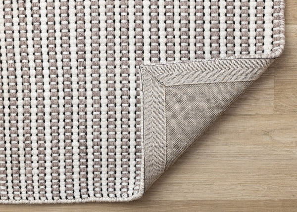 HomeRoots 8' Hand-Woven White and Taupe Striped Area Rug - Durable, Stain-Resistant, Perfect for Any Space 8' X 11' 660120