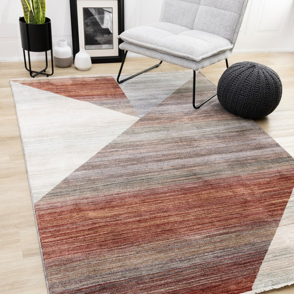 HomeRoots 5' Modern Abstract Area Rug in White, Gray, and Brown - Stain-Resistant, Durable, and Stylish Addition 5' X 8' 660121