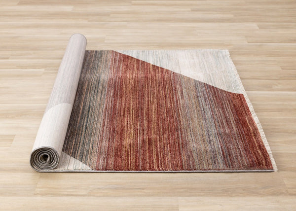 HomeRoots 5' Modern Abstract Area Rug in White, Gray, and Brown - Stain-Resistant, Durable, and Stylish Addition 5' X 8' 660121