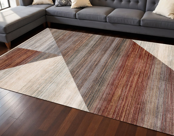 HomeRoots 8' Modern Abstract Area Rug in White, Gray, and Brown - Stylish, Durable, and Easy to Clean! 8' X 10' 660122
