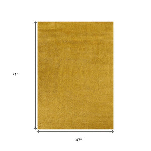 HomeRoots 4' Vibrant Yellow Area Rug - Modern Design for High-Traffic Areas, Soft & Stain-Resistant Comfort 4' X 6' 660135