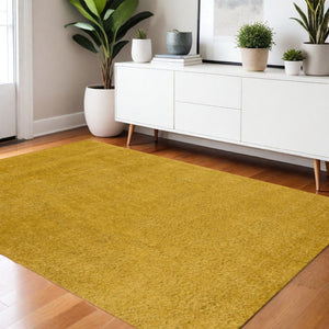 HomeRoots 4' Vibrant Yellow Area Rug - Modern Design for High-Traffic Areas, Soft & Stain-Resistant Comfort 4' X 6' 660135