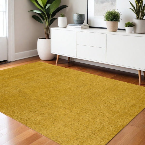 HomeRoots 4' Vibrant Yellow Area Rug - Modern Design for High-Traffic Areas, Soft & Stain-Resistant Comfort 4' X 6' 660135