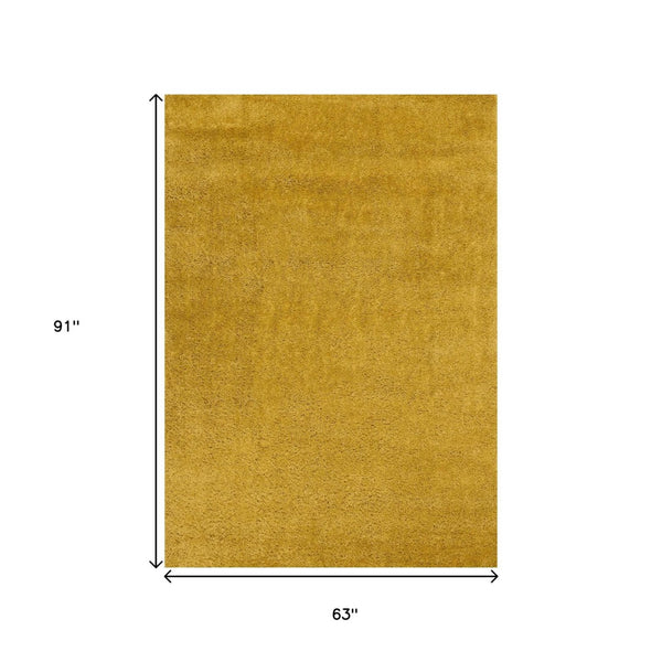 HomeRoots 4' Vibrant Yellow Area Rug - Modern Design for High-Traffic Areas, Soft & Stain-Resistant Comfort 5' X 8' 660136