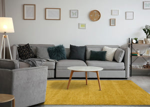 HomeRoots 4' Vibrant Yellow Area Rug - Modern Design for High-Traffic Areas, Soft & Stain-Resistant Comfort 5' X 8' 660136