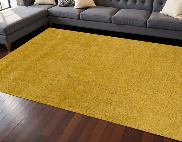 HomeRoots 8' Bright Yellow Area Rug - Plush, Durable, Stain-Resistant Carpet for Modern Living Spaces 8' X 11' 660138