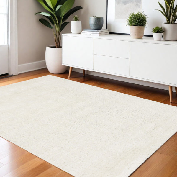 HomeRoots 4' Cream Area Rug - Plush, Stain-Resistant, Durable Polypropylene for Cozy Spaces & Easy Cleanup 4' X 6' 660139