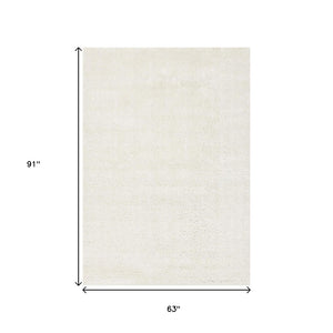 HomeRoots 4' Cream Area Rug - Plush, Stain-Resistant, Durable Polypropylene for Cozy Spaces & Easy Cleanup 5' X 8' 660140