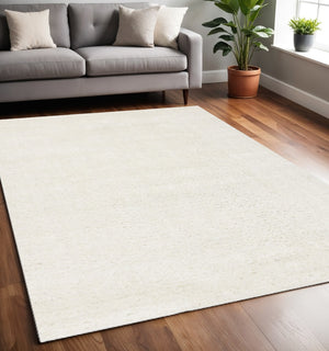 HomeRoots 4' Cream Area Rug - Plush, Stain-Resistant, Durable Polypropylene for Cozy Spaces & Easy Cleanup 5' X 8' 660140