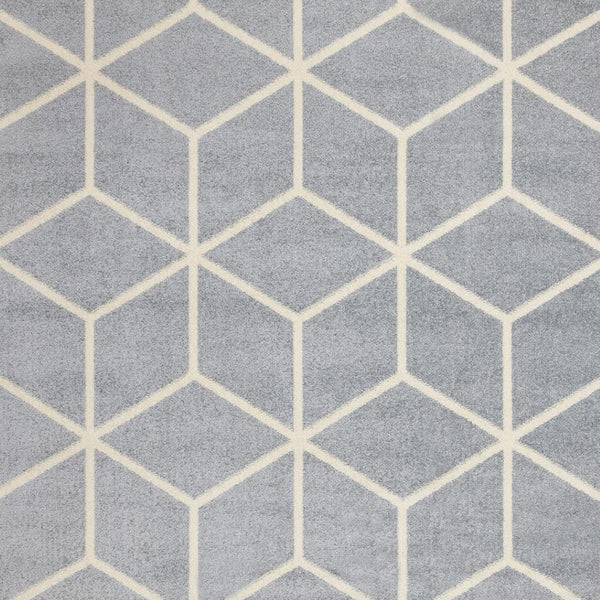 HomeRoots 5' Modern Gray and Cream Geometric Area Rug - Durable, Stain-Resistant, Perfect for High-Traffic Spaces 5' X 8' 660147