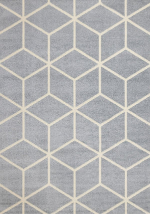 HomeRoots 5' Modern Gray and Cream Geometric Area Rug - Durable, Stain-Resistant, Perfect for High-Traffic Spaces 5' X 8' 660147