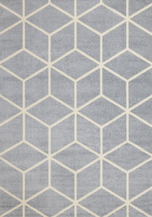 HomeRoots 5' Modern Gray and Cream Geometric Area Rug - Durable, Stain-Resistant, Perfect for High-Traffic Spaces 5' X 8' 660147