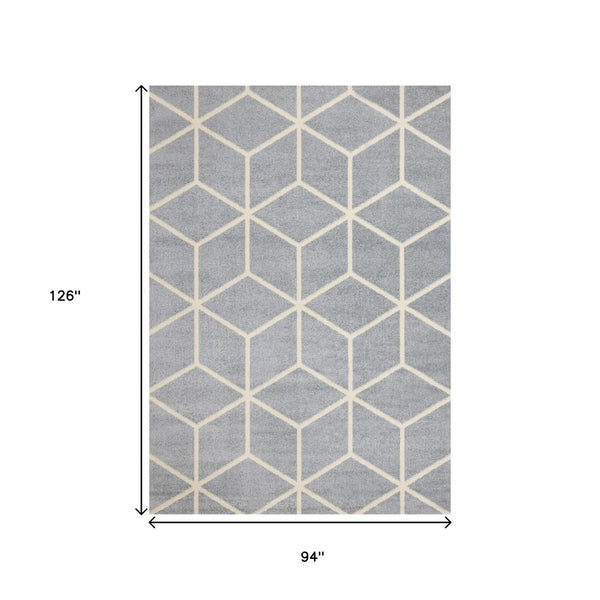 HomeRoots 8' Gray and Cream Geometric Area Rug - Durable, Stylish Design for High-Traffic Homes and Pets 8' X 11' 660148