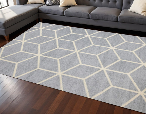 HomeRoots 8' Gray and Cream Geometric Area Rug - Durable, Stylish Design for High-Traffic Homes and Pets 8' X 11' 660148