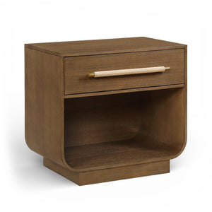 Meridian Furniture Sorell Solid Wood Nightstand with Oak Veneer Top Rounded Edges Scandinavian Bedroom Style Brown 66014Brown-NS