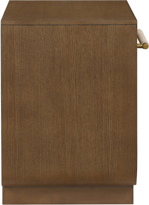 Meridian Furniture Sorell Solid Wood Nightstand with Oak Veneer Top Rounded Edges Scandinavian Bedroom Style Brown 66014Brown-NS