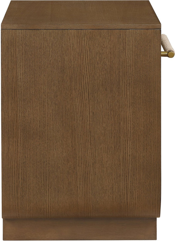 Meridian Furniture Sorell Solid Wood Nightstand with Oak Veneer Top Rounded Edges Scandinavian Bedroom Style Brown 66014Brown-NS