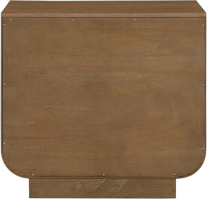 Meridian Furniture Sorell Solid Wood Nightstand with Oak Veneer Top Rounded Edges Scandinavian Bedroom Style Brown 66014Brown-NS