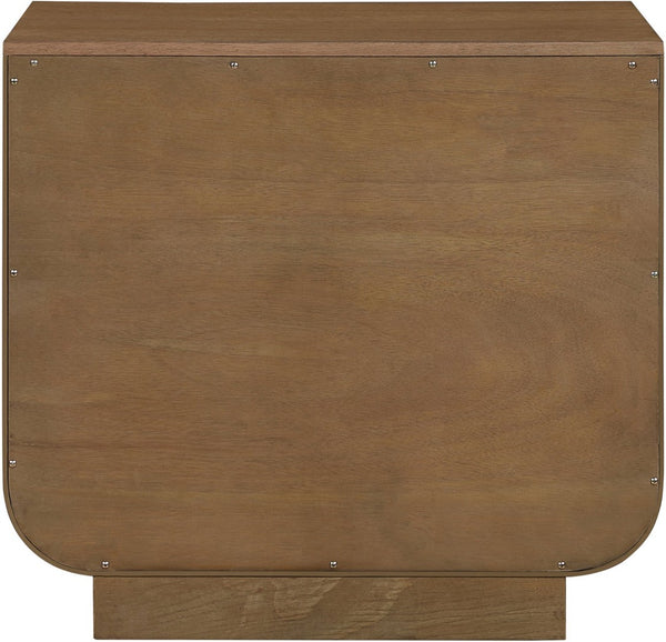 Meridian Furniture Sorell Solid Wood Nightstand with Oak Veneer Top Rounded Edges Scandinavian Bedroom Style Brown 66014Brown-NS