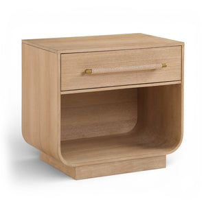 Meridian Furniture Sorell Solid Wood Nightstand with Oak Veneer Top Rounded Edges Scandinavian Bedroom Style Natural 66014Natural-NS