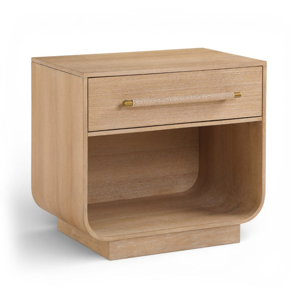 Meridian Furniture Sorell Solid Wood Nightstand with Oak Veneer Top Rounded Edges Scandinavian Bedroom Style Natural 66014Natural-NS