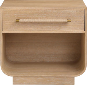 Meridian Furniture Sorell Solid Wood Nightstand with Oak Veneer Top Rounded Edges Scandinavian Bedroom Style Natural 66014Natural-NS