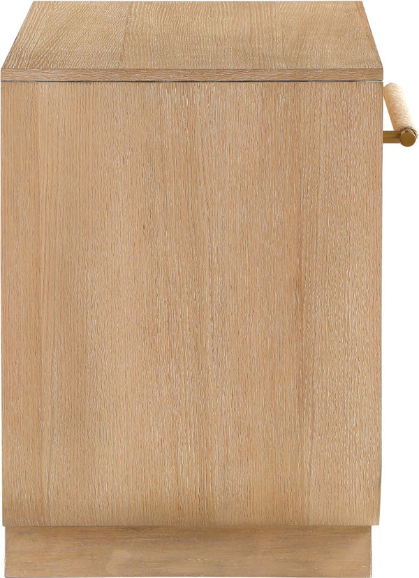 Meridian Furniture Sorell Solid Wood Nightstand with Oak Veneer Top Rounded Edges Scandinavian Bedroom Style Natural 66014Natural-NS