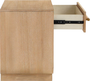 Meridian Furniture Sorell Solid Wood Nightstand with Oak Veneer Top Rounded Edges Scandinavian Bedroom Style Natural 66014Natural-NS